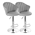 Elama Shell-Back Faux Leather Adjustable Bar Stools, Dark Gray/Chrome, Set Of 2 Stools 1 thumbnail image