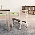 Flash Furniture Bright Beginnings Commercial-Grade Wooden Classroom Chairs With Non-Slip Foot Caps And Carry Handle, 17-3/4"H, Beech, Set Of 2 Chairs