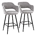 LumiSource Margarite Counter-Height Stools With Backs, Gray, Set Of 2 Stools