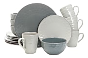 Elama 16-Piece Stoneware Dinnerware Set, Tahitian Pearl