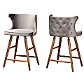 Baxton Studio Sagira Counter Stools, Gray/Walnut, Set Of 2 Stools