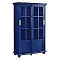 Ameriwood™ Home Aaron Lane 51"H 4-Shelf Bookcase With Sliding Glass Doors, Blue