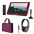Trexonic Portable Rechargeable 14" LED TV With Amplified Antenna, Carry Bag And Headphones, Red, 995117421M
