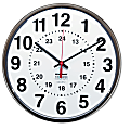 SKILCRAFT® 24-Hour Clock, 12" Diameter, Dark Brown (AbilityOne 6645-01-342-8199)