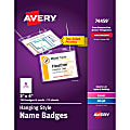 Avery® Customizable Hanging Name Badges, Rectangle, 74459, 3" x 4", Clear Holders With White Inserts, Box Of 100