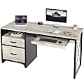 Bestier 56"W Office Computer Desk With Storage File Drawers And Keyboard Tray, Light Gray 1 thumbnail image