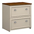 Bush Business Furniture Fairview 29-5/8"W x 20-7/8"D Lateral 2-Drawer File Cabinet, Antique White/Tea Maple, Standard Delivery