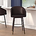Flash Furniture Margo Commercial-Grade Mid-Back Modern Counter Stool, Brown/Walnut