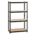 Lorell Iron Horse 2300 lb Capacity Riveted Shelving - 4 Shelf(ves) - 60" Height x 36" Width x 18" Depth - 30% Recycled - Black - Steel, Particleboard - 1 Each