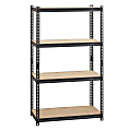 Lorell Iron Horse 2300 lb Capacity Riveted Shelving - 4 Shelf(ves) - 60" x 36"x 18" Depth - 30% Recycled - Black - Steel, Particleboard - 1 Each 1 thumbnail image