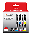 Canon® CLI-251 Black And Cyan, Magenta, Yellow Ink Cartridges, Pack Of 4, 6513B004 1 thumbnail image