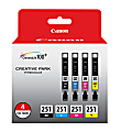 Canon® CLI-251 Black And Cyan, Magenta, Yellow Ink Cartridges, Pack Of 4, 6513B004