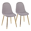 LumiSource Pebble Fabric Chairs, Light Gray/Gold, Set Of 2 Chairs