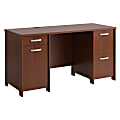 Bush Furniture Envoy 58"W Office Desk With 2 Pedestals, Hansen Cherry, Standard Delivery
