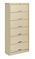 HON® Brigade® 600 36"W Lateral 6-Shelf Legal-Size File Cabinet With Locking Doors, Metal, Putty