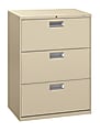 HON® Brigade® 600 36"W x 19-1/4"D Lateral 3-Drawer File Cabinet, Putty