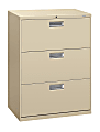 HON® Brigade® 600 36"W x 19-1/4"D Lateral 3-Drawer File Cabinet, Putty