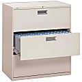 HON® Brigade® 600 42"W x 18"D Lateral 3-Drawer File Cabinet, Light Gray