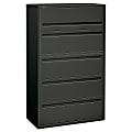 HON® Brigade® 700 42"W x 18"D Lateral 5-Drawer File Cabinet, Charcoal