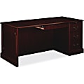 HON® 94000 Series Right Single Pedestal Desk, Mahogany