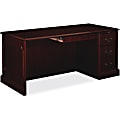 HON® 94000 66"W Right Single Pedestal Computer Desk, Mahogany