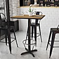 Flash Furniture Laminate Square Table Top With Bar-Height Table Base And Foot Ring, 43-1/8"H x 30"W x 30"D, Walnut/Black
