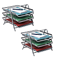 Mind Reader 3-Tier Paper Tray Desktop Organizer, File Storage, 10"H x 13-3/4"W x 11-1/2"L, Silver, Set of 2 Trays 1 thumbnail image