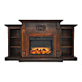 Cambridge® Sanoma Electric Fireplace With Built-In Bookshelves And Enhanced Log Display, Walnut