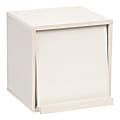 IRIS Wood 14"H 2-Cube Storage With Pocket Door, White Pine
