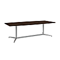 Bush Business Furniture 96"W x 42"D Boat Shaped Conference Table With Metal Base, Black Walnut, Standard Delivery