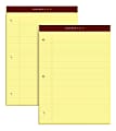 TOPS™ Double Docket™ Writing Pads, 8 1/2" x 11", Narrow Ruled, 100 Sheets, Canary, Pack Of 2 Pads