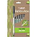 BIC® ReVolution Round Stic Pens, Medium Point, 1.0 mm, 74% Recycled, Semi-Clear Barrel, Black Ink, Pack Of 10 Pens 1 thumbnail image