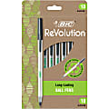 BIC® ReVolution Round Stic Pens, Medium Point, 1.0 mm, 74% Recycled, Semi-Clear Barrel, Black Ink, Pack Of 10 Pens