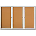 Quartet® Fully Enclosed 3-Door Bulletin Board, 72" x 48", Aluminum Frame With Silver Finish 1 thumbnail image