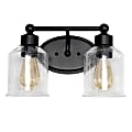 Lalia Home Studio Loft Modern 2-Light Vanity, 6-1/2"W, Clear Seeded Glass/Black 1 thumbnail image
