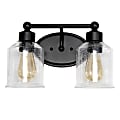 Lalia Home Studio Loft Modern 2-Light Vanity, 6-1/2"W, Clear Seeded Glass/Black