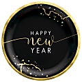 Amscan Hello NYE Round Paper Plates, 6-3/4", Black, Pack Of 60 Plates