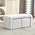 Glamour Home Belgin Corduroy Velvet Fabric Bench With Ottomans, 17-5/16”H x 40-1/2”W x 16-15/16”D, Beige 1 thumbnail image