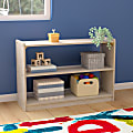 Flash Furniture Bright Beginnings Commercial Grade Extra Wide Wooden&nbsp;Classroom Open Storage&nbsp;Unit, 24-1/2”H x 47-1/4”W x 11-3/4”D, Beech