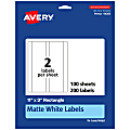 Avery® Permanent Labels, 94265-WMP100, Rectangle, 11" x 3", White, Pack Of 200