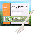 Conserve® Disposable Forks, White, Box Of 100