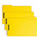 Smead® Color Reinforced Tab Fastener Folders, Legal Size, 1/3 Cut, Yellow, Pack Of 50 1 thumbnail image