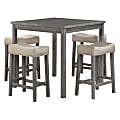 Office Star Celina 5PC Counter Height Dining Set, 36”H x 36”W x 36”D, Antique Gray/Light Gray 1 thumbnail image