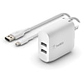 Belkin BoostCharge Dual USB-A Wall Charger 24W (USB-A to Micro-USB cable included) - Power Adapter - 1 Pack - 24 W - 4.80 A Output