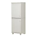 South Shore Hopedale Narrow 2-Door Storage Cabinet, 2 Fixed Shelves, 2 Adjustable Shelves, 62"H x 21 1/4"W x19"D, White Wash