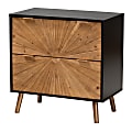 Baxton Studio Richardson 28-5/16”W Mid-Century Transitional 2-Tone Wood 2-Drawer Storage Cabinet, Black/Natural Brown 1 thumbnail image