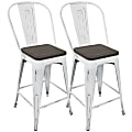 LumiSource Oregon High-Back Counter Stools, Vintage White/Espresso, Set Of 2 Stools 1 thumbnail image
