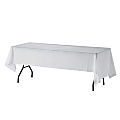 Genuine Joe Plastic Table Covers, 54" x 108", White, Pack Of 6