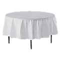 Genuine Joe Plastic Round Table Covers, 48"-60" Diameter, White, Pack Of 6 1 thumbnail image