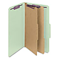 Smead® Classification Folders, Pressboard With SafeSHIELD® Fasteners, 2 Dividers, 2" Expansion, Legal Size, 100% Recycled, Gray/Green, Box Of 10 1 thumbnail image